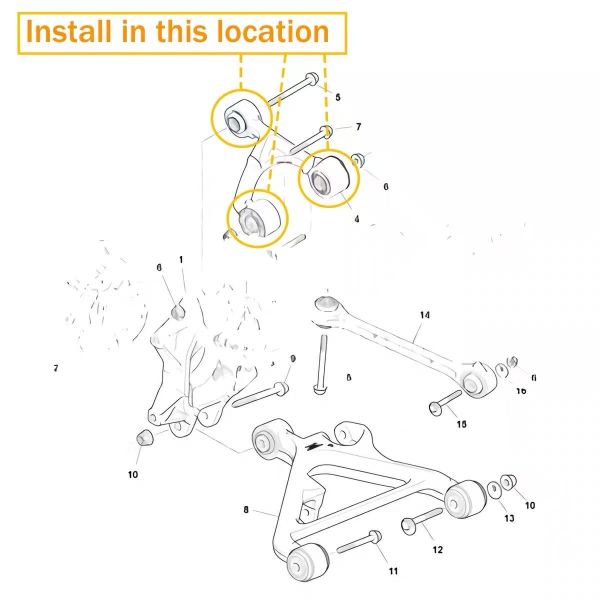 Suitable for Aston Martin Rear Control Arm Bushing Kit 6pcs6G335K742AA Original Equipment Manufacturer High Quality