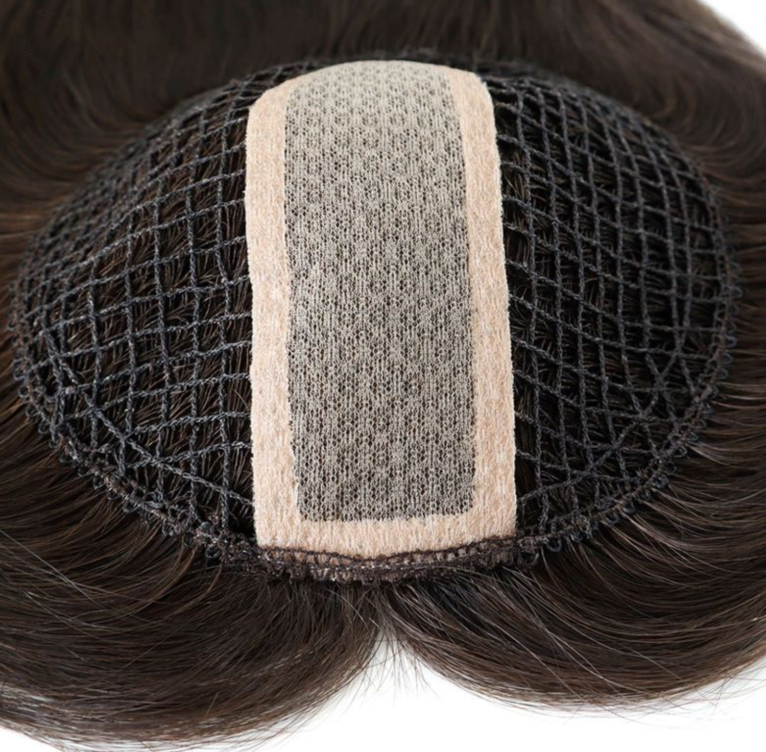 High Quality Natural Long Brown Integration Fishnet Base Virgin Multi Parting Hand Tied Human Hair Topper For Woman