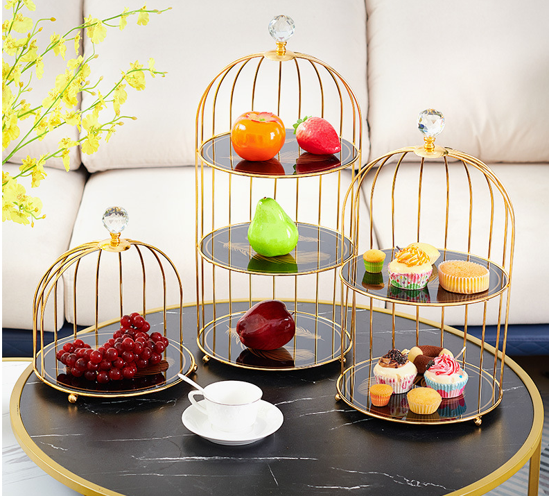 55.5cm Height Electroplating 3 Tier Wire Fruit Basket