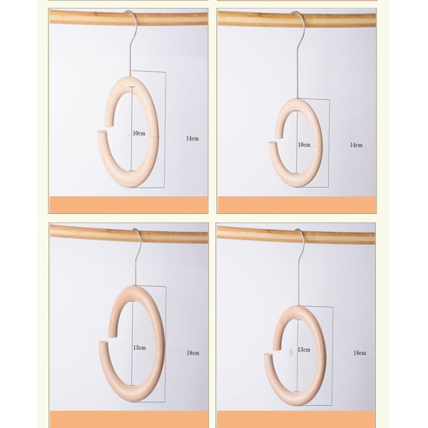 Многофункциональная деревянная вешалка кольца шарфа вешалки одежд Unpainted