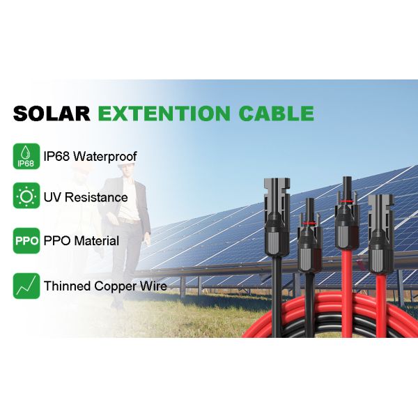 Photovoltaic IP68 Waterproof Solar Panel Extension Cable 6mm² 10AWG