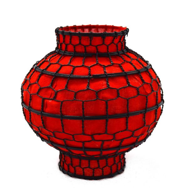 Vintage Cloth Metal Chinese Red Silk Lanterns for Traditional Chinese Style