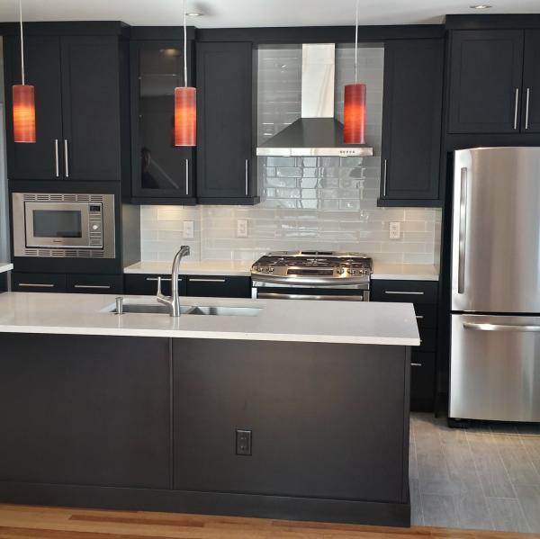 Modern Black Lacquer Kitchen Cabinet Natural Maple Shaker Kitchen