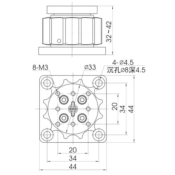 перемещение 10mm Джек лаборатории платформы 33mm ручное для небольшой нагрузки