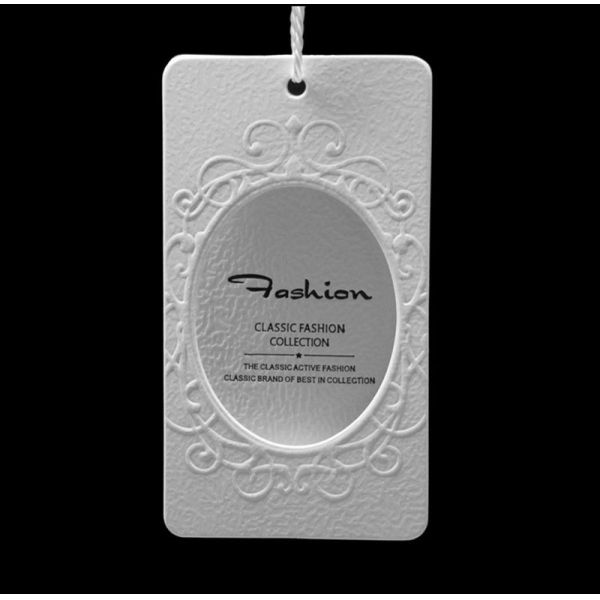 Gelebor ISO9001 Clothing Tag Label Embossing Clothes Hang Tag Ivory White