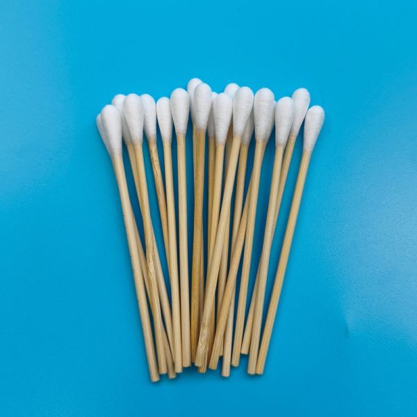 Bâtonnets de coton ronds en bambou biodégradable de 8 cm, cotons-tiges stériles pour les soins de santé, applicateur