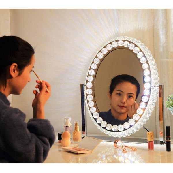LED Light Up Makeup Mirror Crystal Vanity Mirror Hollywood Style