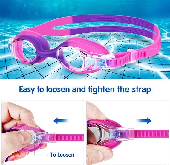 Kids Anti Fog Swimming Goggles With UV Protection And Rainbow Plating Lens