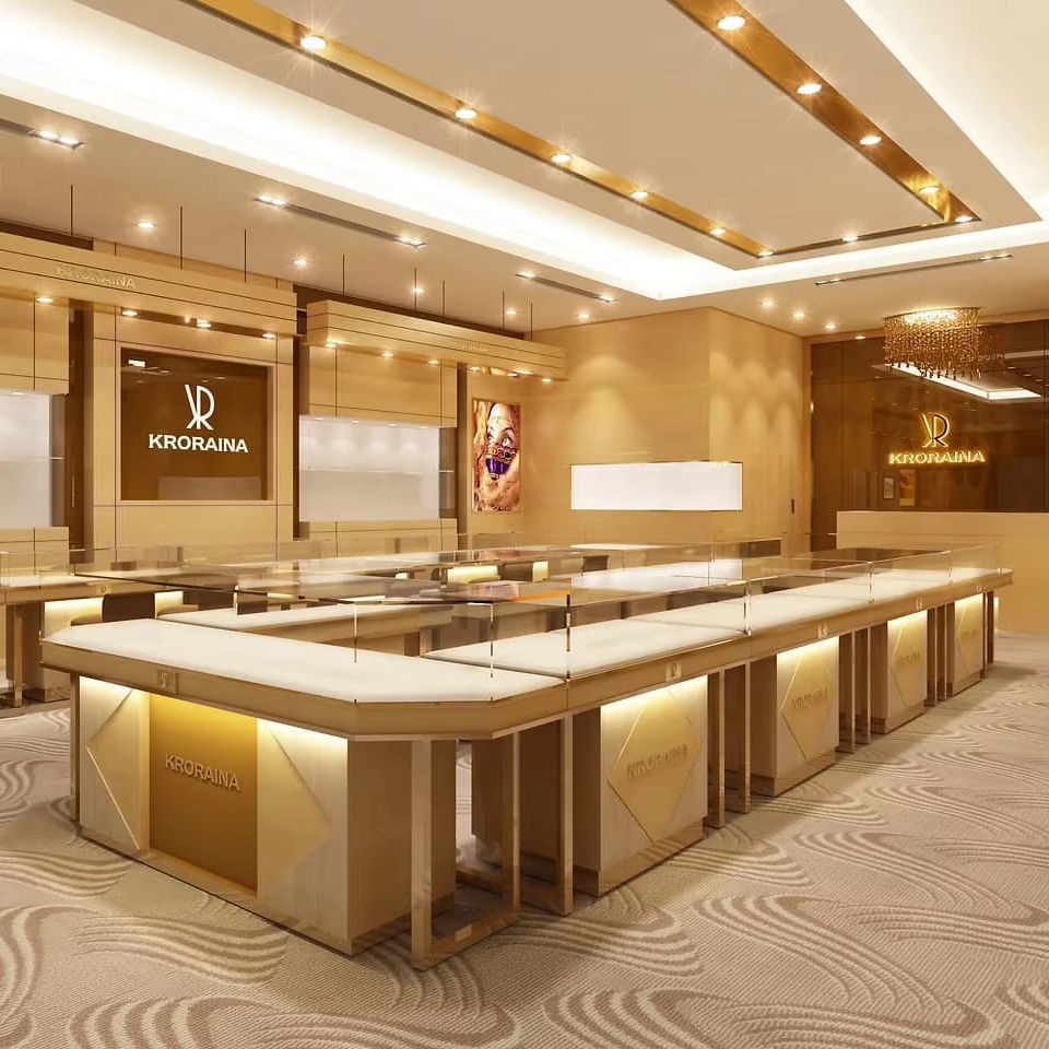 Customized Design LED Lighting Durable and Easy Clean Jewelry Showcase Island
