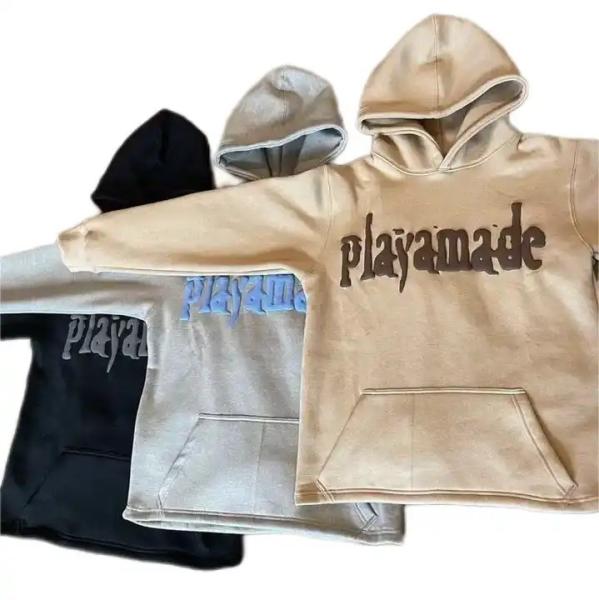 Etiqueta Homens Acid Wash suéter com capuz para senhoras homens meninas 100% algodão Capuzes de corte com borda bruta Bottom