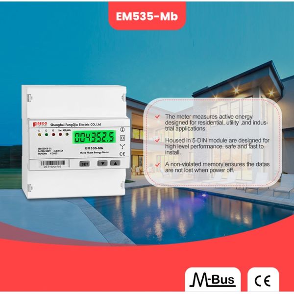 EM535-Mb 3*230/400V 5 65 A Three Phase Electronic Energy Meter for Energy Management