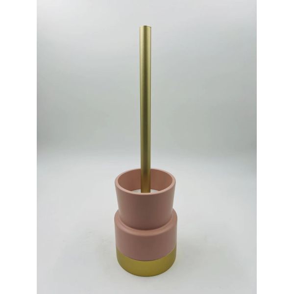 Accessoires de comptoir de salle de bains en polyrésine couleur rose avec pinces de toilette à pas distributeur de savon à main savon à douche