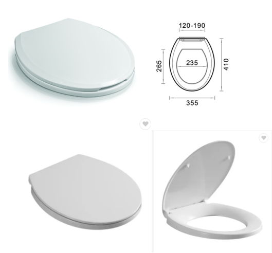 Siège de toilette UF de conception super mince avec charnière en acier inoxydable