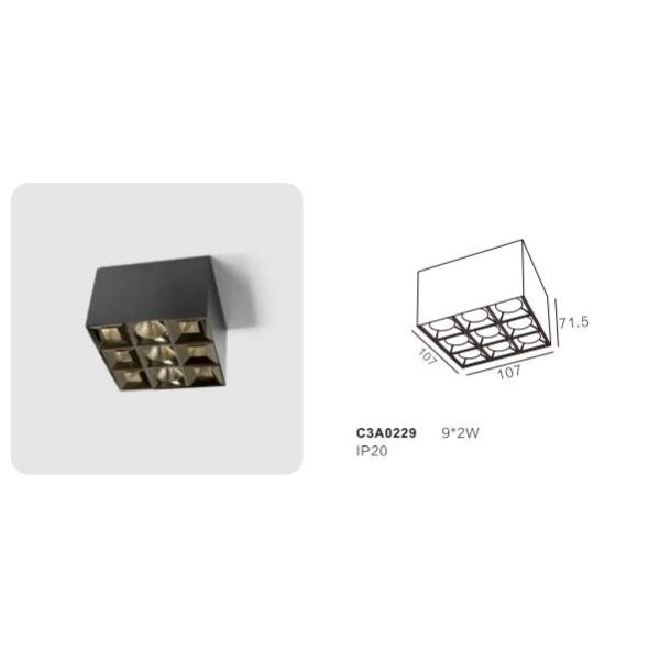 60 Degree 18 W Commercial Square LED Downlights / Surface Mount Ceiling Lights