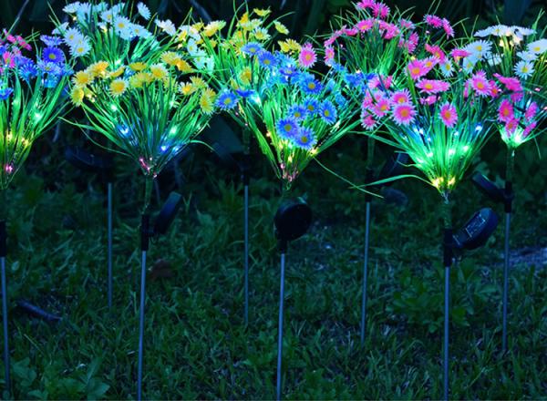 Solar Artificial Daisy Flower Lights Ground Decoration Lawn Lamp