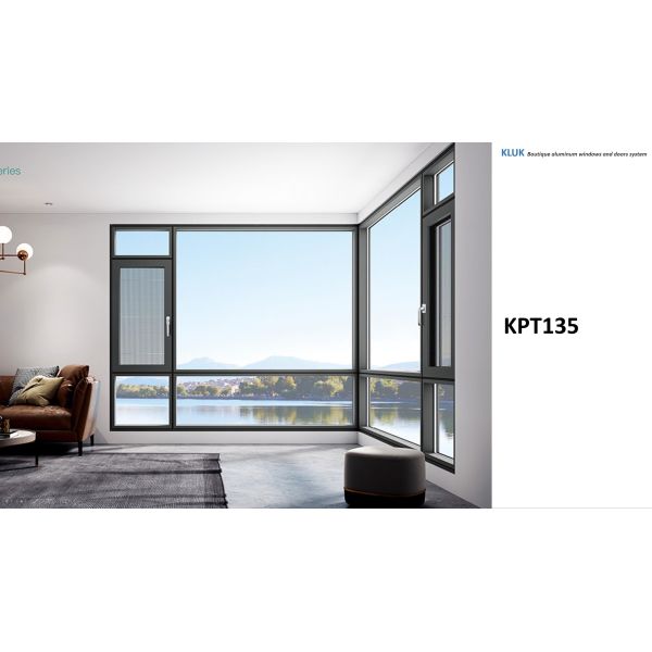 Black Anodized Aluminum Windows , Inswing Outswing Corner Casement Window