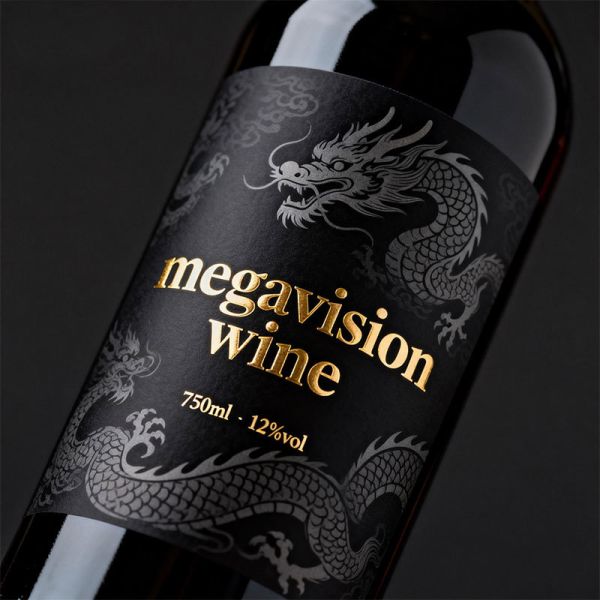 Luxury 3D Spot UV Gold Embossed Wine Bottle Labels Customized Design Screen Printing Label Roll for Whisky Wine Drinks Bottles