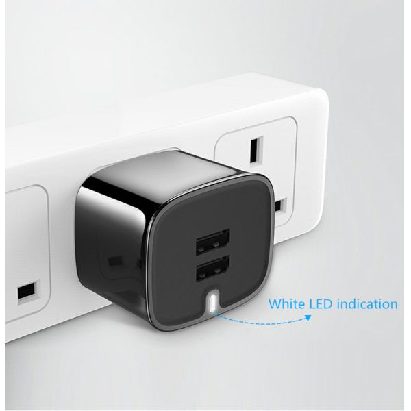 2.4a Dual Usb Wall Charger Fast Charging Travel Wall Charger 12w Uk Plug Mains Adapter