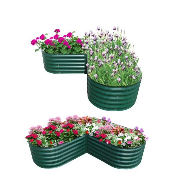 5.5*5.5*1.4Ft L Shape Outdoor Metal Raised Garden Bed Easy To Assemble