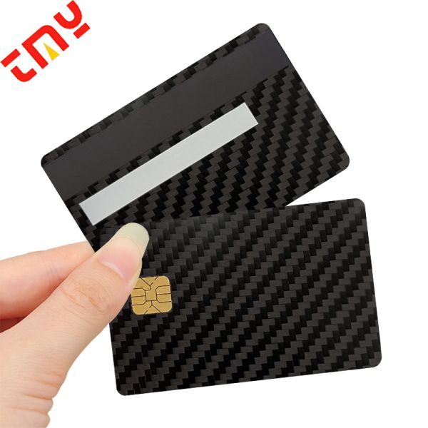 Custom Metal Black Blank Carbon Fiber Smart Credit Card Gold Chip Slot With Magnetic Stripe