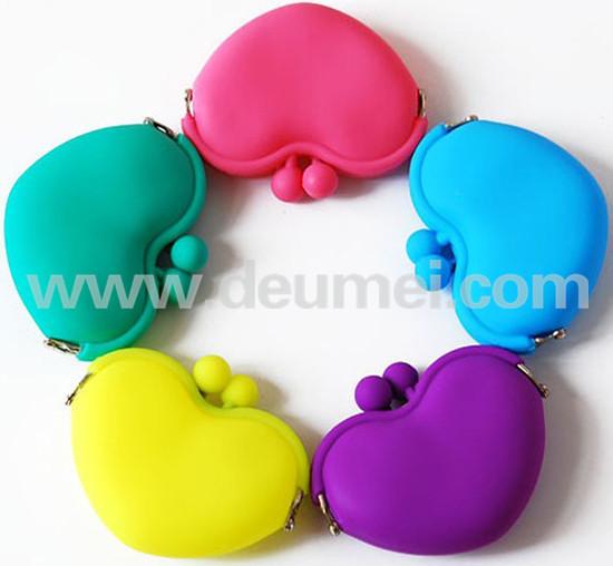 Hot Fashionable Heart Silicone Coin Purse Wallet Promotional Lady Purse Children Purse