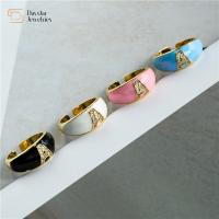 Esmalte colorido Diamond Letter Rings, zircão Chunky Rings chapeado ouro do alfabeto