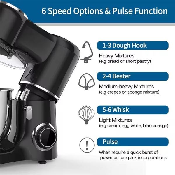 Eletrodomésticos de cozinha profissionais Mixer de suportes de fundição a óleo 6.5L Mixer de massa de pão de bolo Mixer de suportes planetários Mixer com peças de reposição