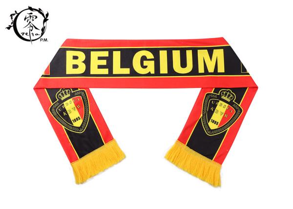 Belgium Custom Winter Soccer Team Scarves , Fleece Printed Football Scarves