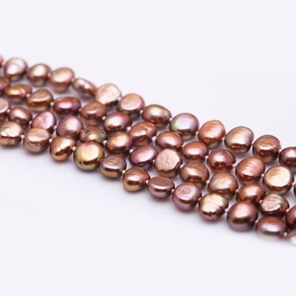 Chocolate 7-8mm Freshwater Cultured Baroque Shape Pearls Necklace 100 Inches (FN08282BROWN)
