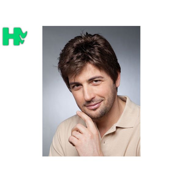 Father’s Day Gift Synthetic Men Short Hair Wigs With Side Bang , Men Hair Wig