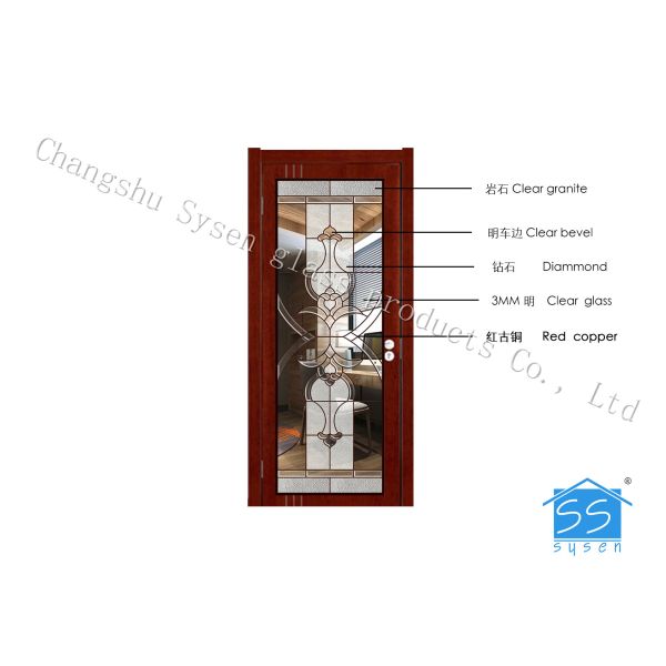 Hollow Insulated Privacy Decorative Panel Glass Red Copper Thickness 25.4 MM