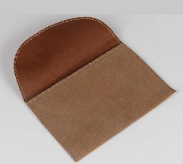 Minimalist Brown Velvet Pouch Wallet Envelope Type With Custom Printed Logo