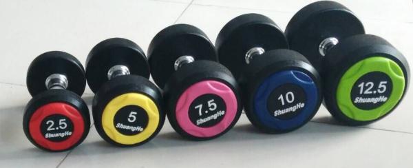 round head dumbbell set with rack, rubber dumbbell set, rubber dumbbell rack
