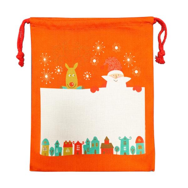 Bolsas de Navidad de sublimación de un solo lado en blanco para transferencia de calor, sacos de arpillera navideños