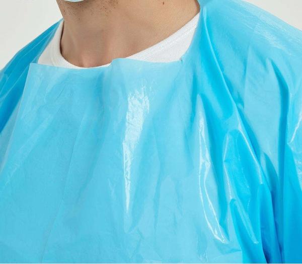 Waterproof Disposable Thumb Loops Protective CPE PLASTIC Gown Hospital Medical Surgical Disposable CPE Gown