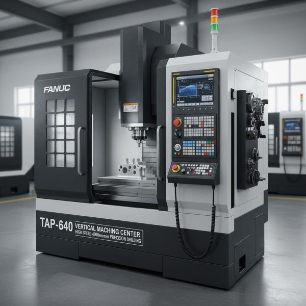 TAP-640 Vertical Machining Center with High Speed 48000mm/min, Fanuc CNC Control, and Precision Drilling