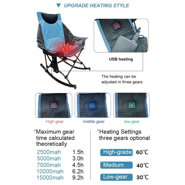 На открытом воздухе складчатость мебели нагрела пляж кресло-качалки 6.5kg располагаясь лагерем удя качание