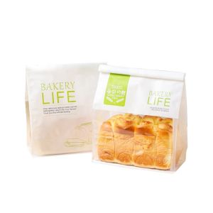 Customized Thickness Biodegradable Kraft Paper Zipper Tape Bags Oil Proof Self Sealing Window Opening Bread Fruit Snack Packaging
