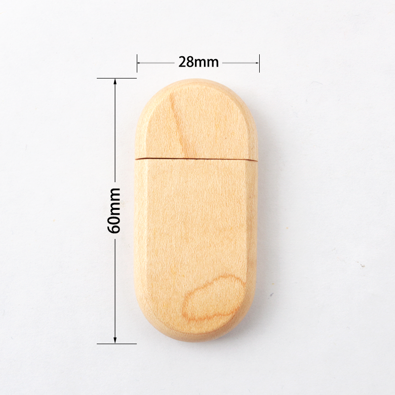 Бамбук клена персонализировал деревянную длину ручки 128GB 60mm usb