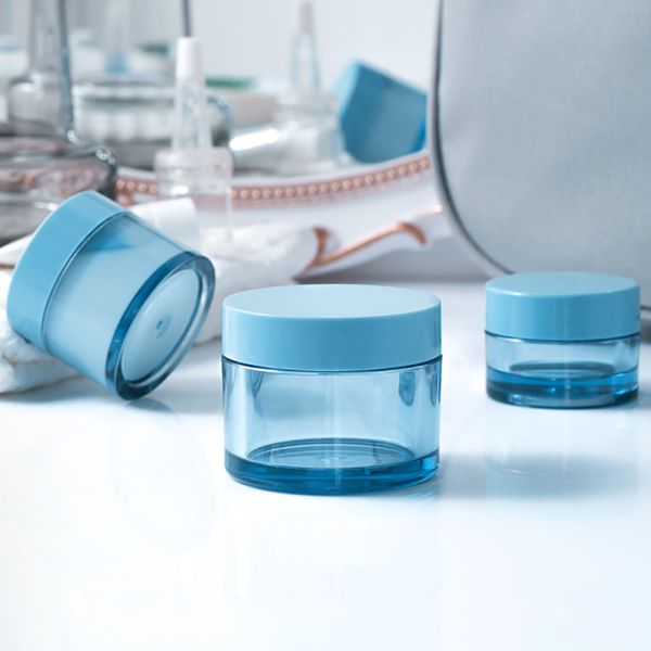 Frasco plástico azul 10ml do creme de cara da etiqueta PETG da etiqueta a 50ml