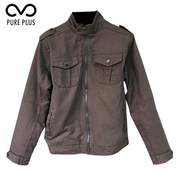 Quited Lining Mens Brown Padded Jacket Two Convenient Side Pockets