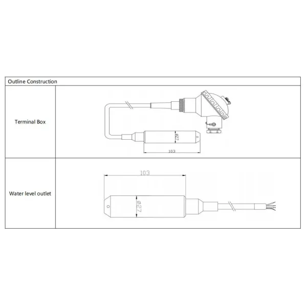 24Vdc Supply 4-20mA Output IP68 Waterproof Liquid Level Transmitter for Industrial Applications