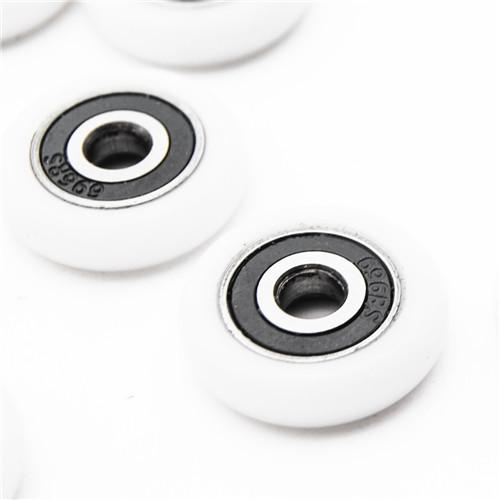 Carbon Steel / POM Sliding Glass Shower Door Hardware Bearing Wheels White Color