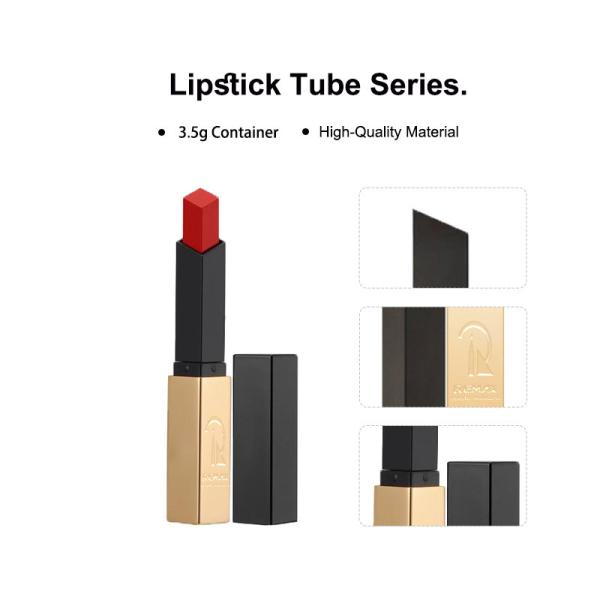 Slender Lip Balm Tubes 3.5g Red Square Lipstick Metal Like Exterior
