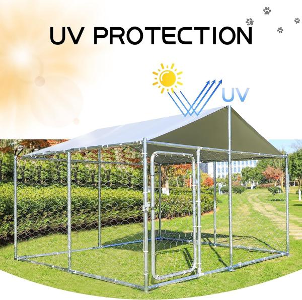 Outdoor Dog Kennels for Large Dogs with Roof, Heavy Duty Metal Dog Enclosures for Outside, Large House Cage Dog Pen