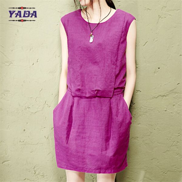 Утонченный твёрдый цвет хлопчатобумажный жилет женщины неформальные девушки сексуальные ночные платья фотографии для дам