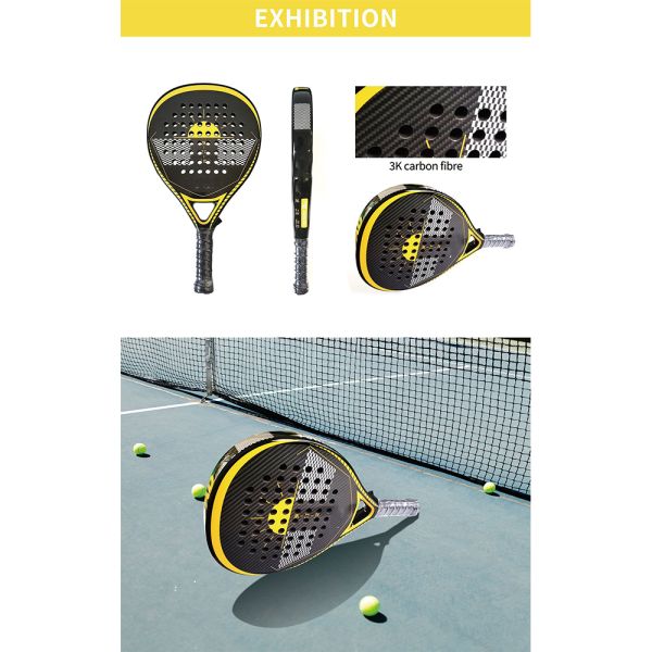 38mm Thickness Beach Tennis Padel Racket 3K Carbon Fiber EVA Rough Surface With Cover Bag
