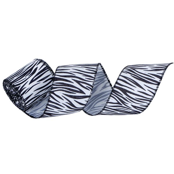 Zebra Leopard Printed Wired Ribbon Animal Pattern Fabric Burlap Ribbon for Home Decor 2.5 Inch