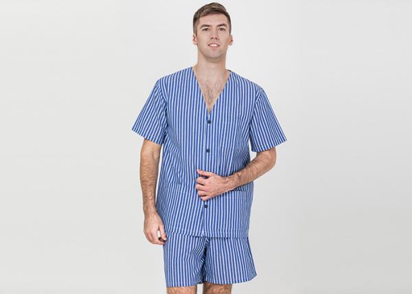 Comfy Mens Shorts Sleepwear V Neck , Anti Shrink Summer Mens T Shirt Pyjamas