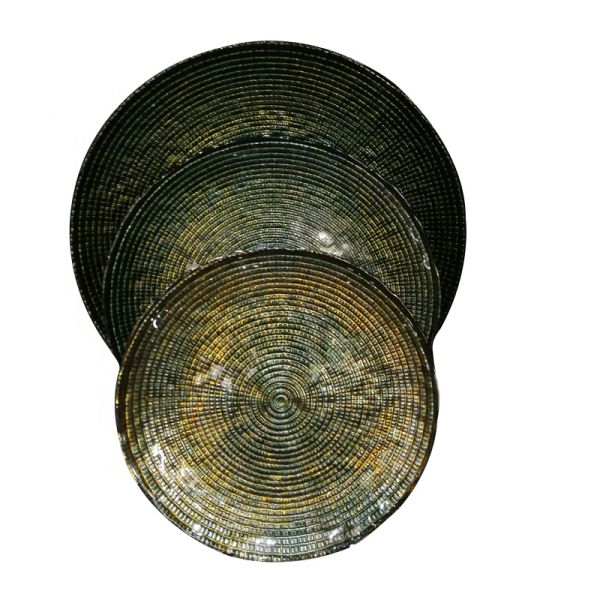 Плиты заряжателя золотого десерта цвета стеклянные, декоративные плиты заряжателя для свадьбы